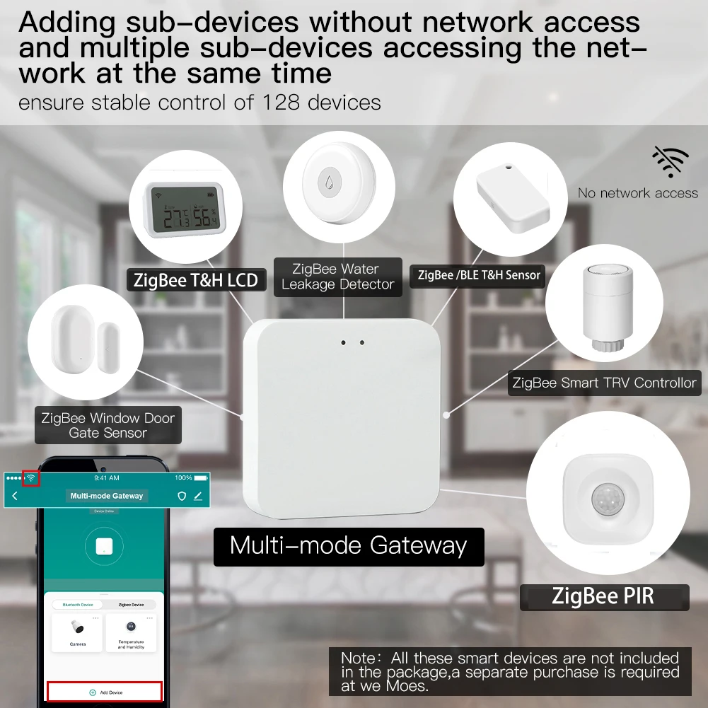 Tuya Smart Zigbee Bluetooth BLE Temperature and Humidity Sensor Indoor Temperature and Hygrometer Built-in Battery Alexa Google