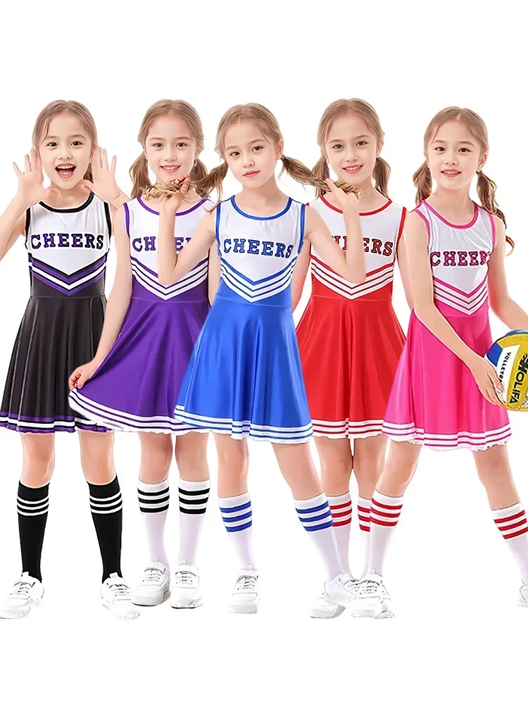 3pcs Tank Top Cheerleading Suit Letter Printing Slim Fit Dress Fancy Sports Set Role Playing Suit