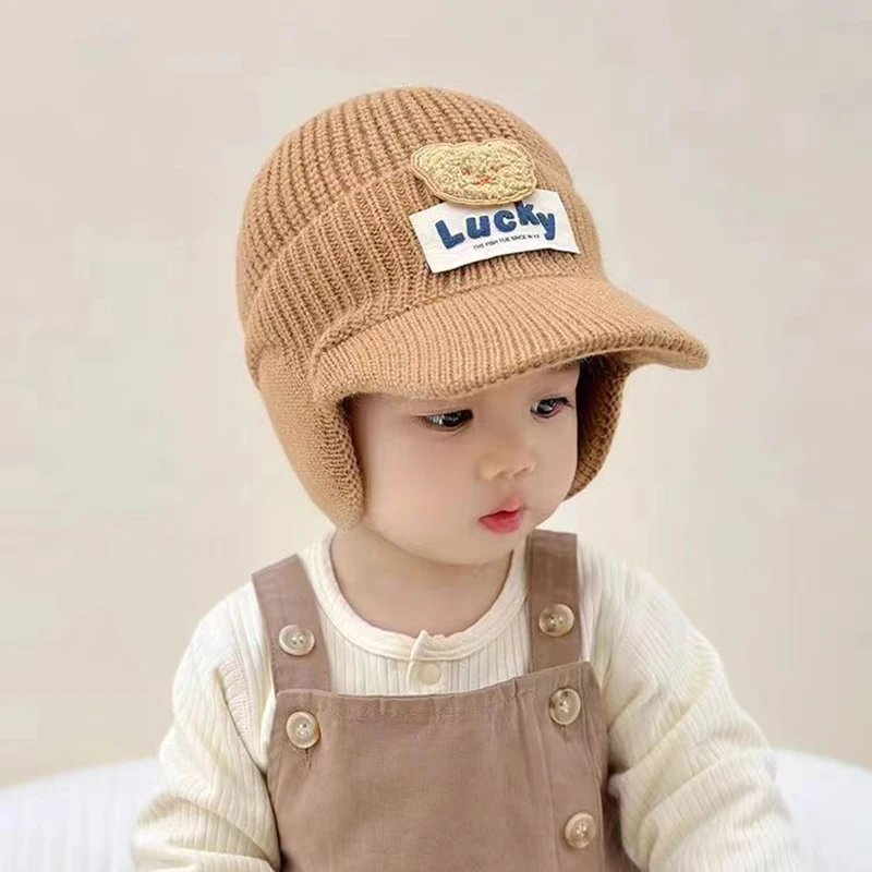 الكورية الاطفال متماسكة سدادات حماية الأذن قبعة بيسبول 4-6 سنوات الأطفال يندبروف الباردة مقاومة غطاء للأذنين قبعة شتاء دافئ الطفل قبعة صوف