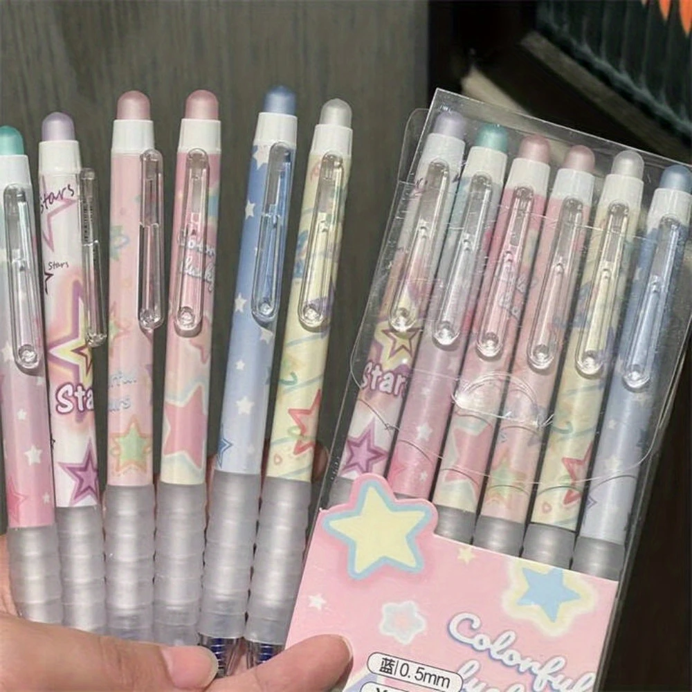 6 قطع من أقلام الجل القابلة للمسح على شكل فراشة 0.5 مم حبر أزرق، أقلام رفيعة كاواي لطيفة للكتابة بسلاسة، هدية قرطاسية مكتبية للمدرسة #3