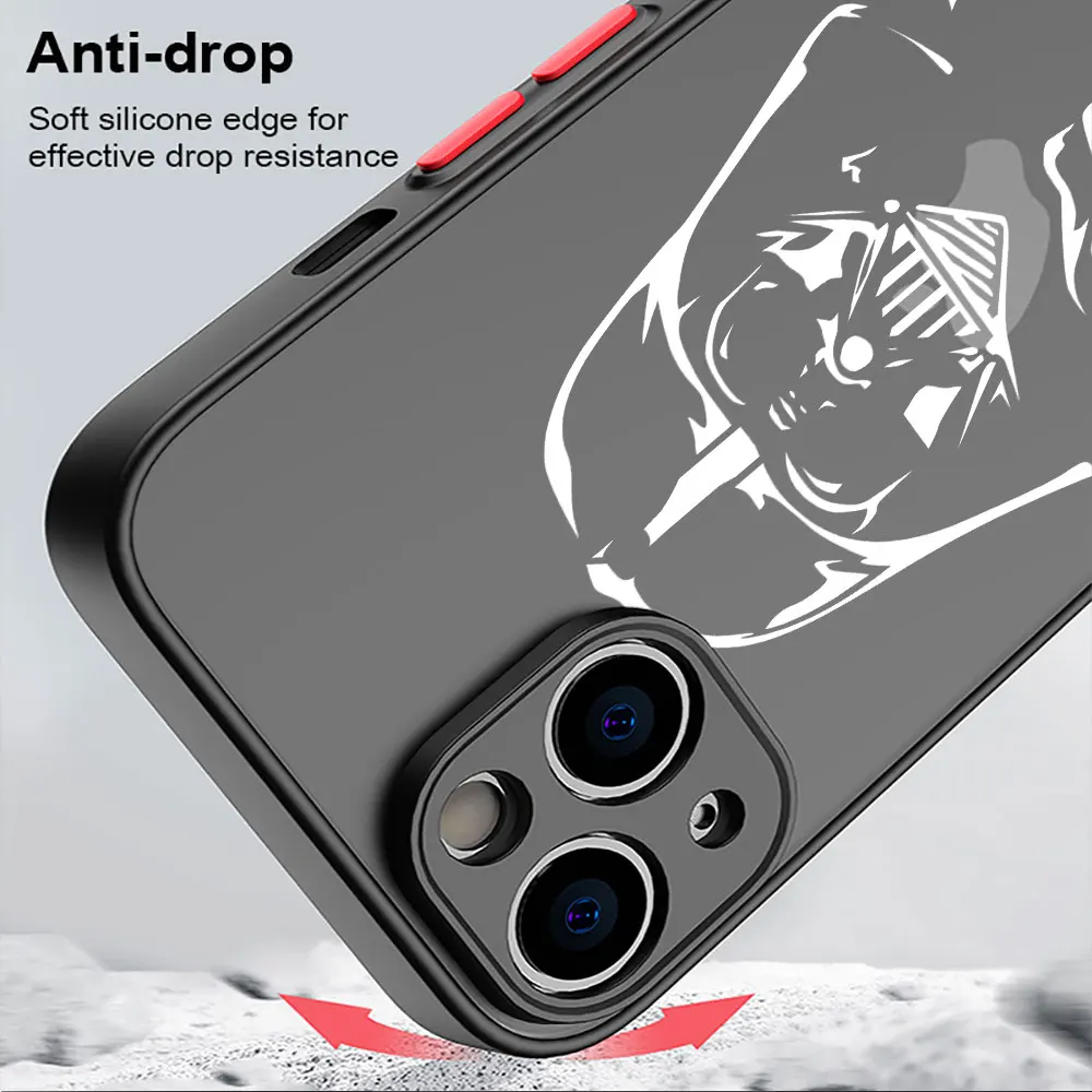 Case for Apple iPhone 11 14 15 Pro Max 13 12 Mini 7 8 Plus XR X 6 6S XS SE Phone Cover Black Matte Funda Disney Cool Star Wars