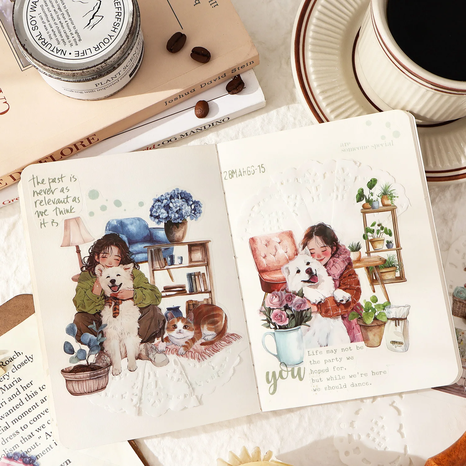 الملونة لطيف الحيوانات الأليفة سجل سلسلة Kawaii القط الكلب شخصية المشهد الحيوانات الأليفة ملصق الإبداعية DIY مجلة المواد الكولاج القرطاسية #4