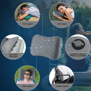 Bantal Perjalanan Berkemah Tiup Ultralight dengan Penutup Lembut yang Dapat Dicuci-Bantal Tiup Ergonomis untuk Penyangga Leher & Pinggang 10 bantal cangkang penjualan terbaik - №