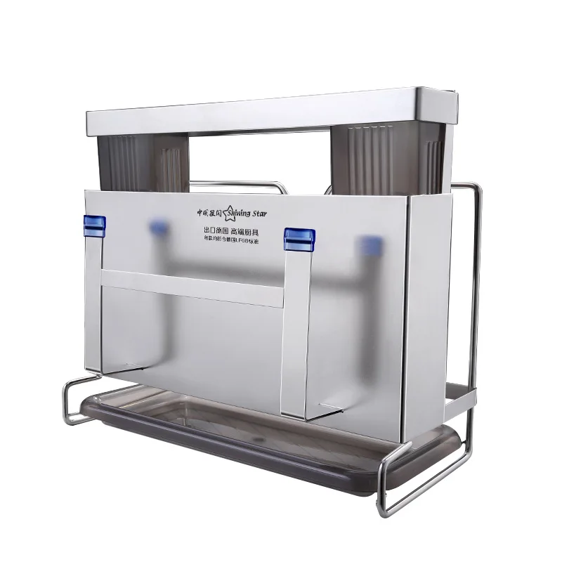 

Стеллаж для хранения из нержавеющей стали 304, стойка для ножей, столешница, без сверления, настенный держатель для палочек для еды, встроенный органайзер