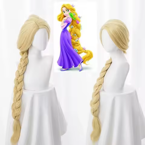 Tangled Princess 120cm Long Straight Blonde Super Long Cosplay Wig Rapunzel Synthetic Hair Anime Wig Wig Cap