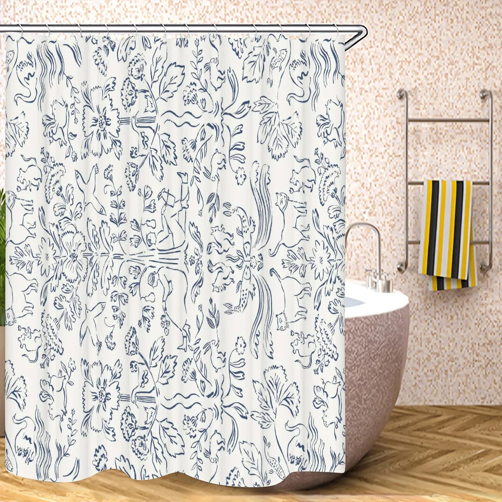 Shower Shower Curtain for Quarto Forest Life Curtains in the Bathroom Accessories Set Folding Partition Bath Bedrooms Waterproof