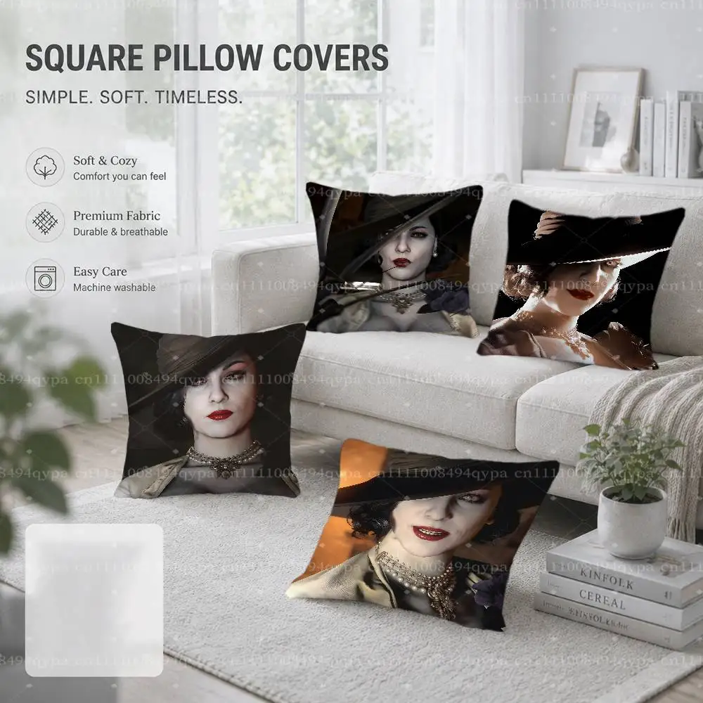 L-Lady Dimitrescu Resident Evil 8 Village Throw Pillow Cushion Cases Kawaii Decorative Living Room Decor Soft Decorative Pillows