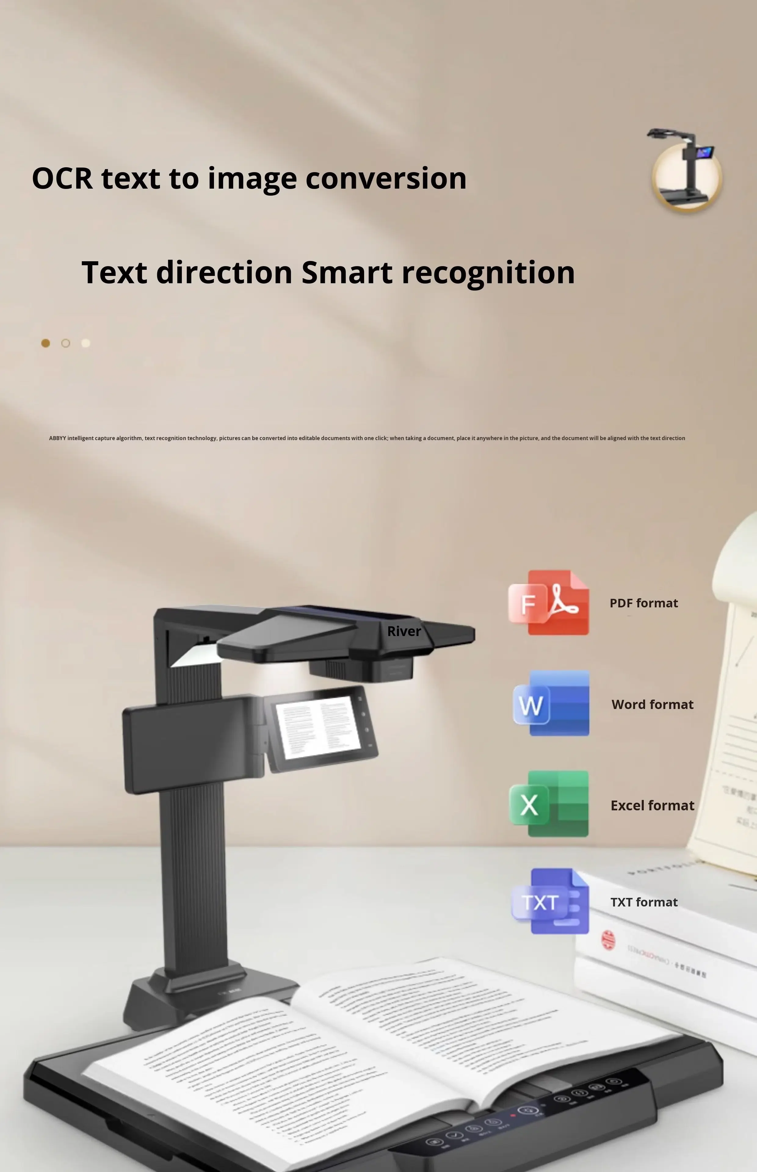 25MP High-Speed 1/Sec Document Scanner OCR Curved Surface Leveling /USB Stock 200+ Languages A3 1-Year Warranty view 4