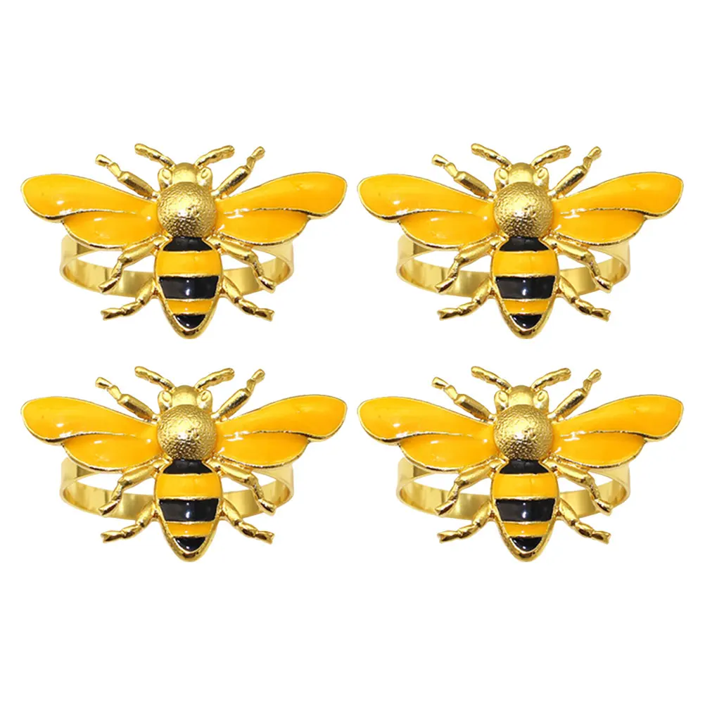 

4Pcs Bumblebee Napkin Rings Yellow Cute Bee Napkin Holder for Baby Showers Spring Summer Weddings Birthdays Picnics Party Decor