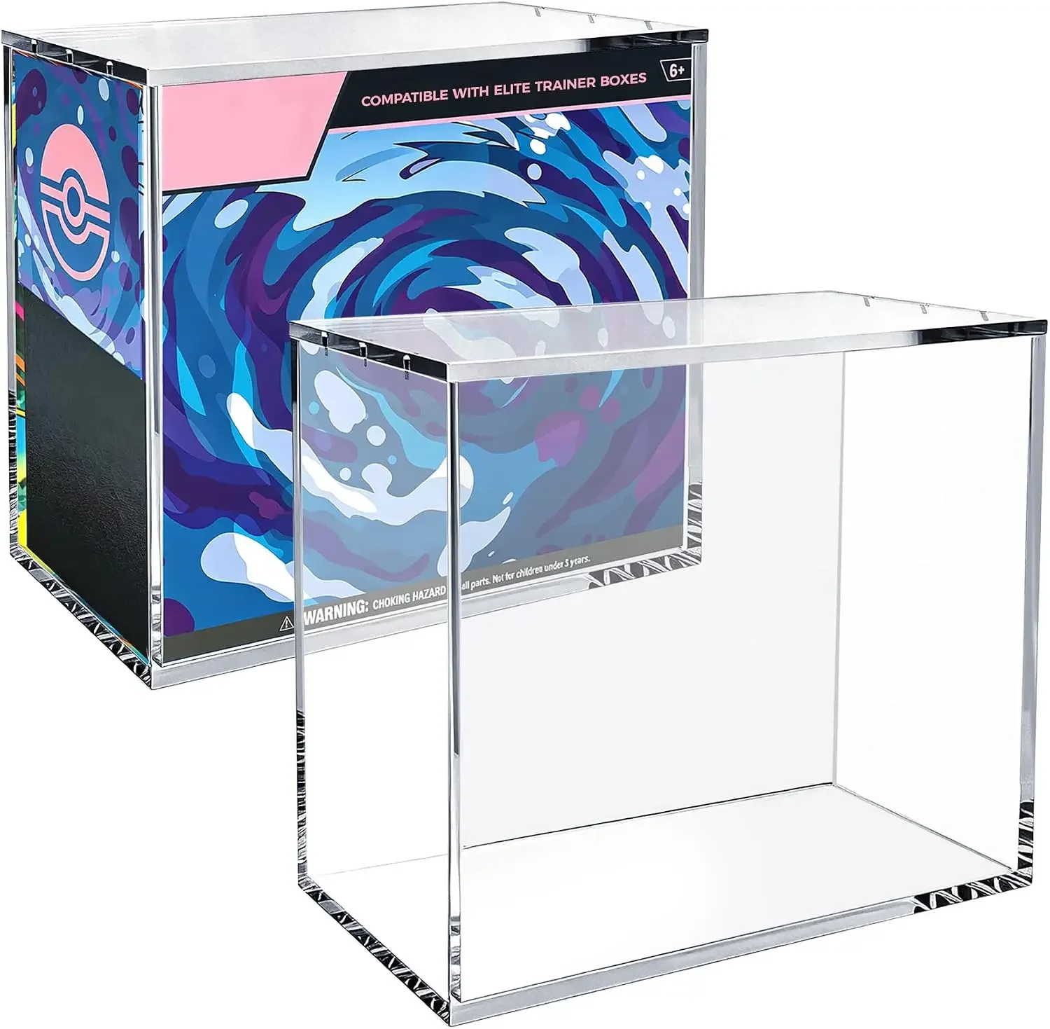 Crystal Clear Acrylic Display Case for ETB Magnetic Lid 5mm Thick Clear Protector Box for Pokemon Elite Trainer Box Collection