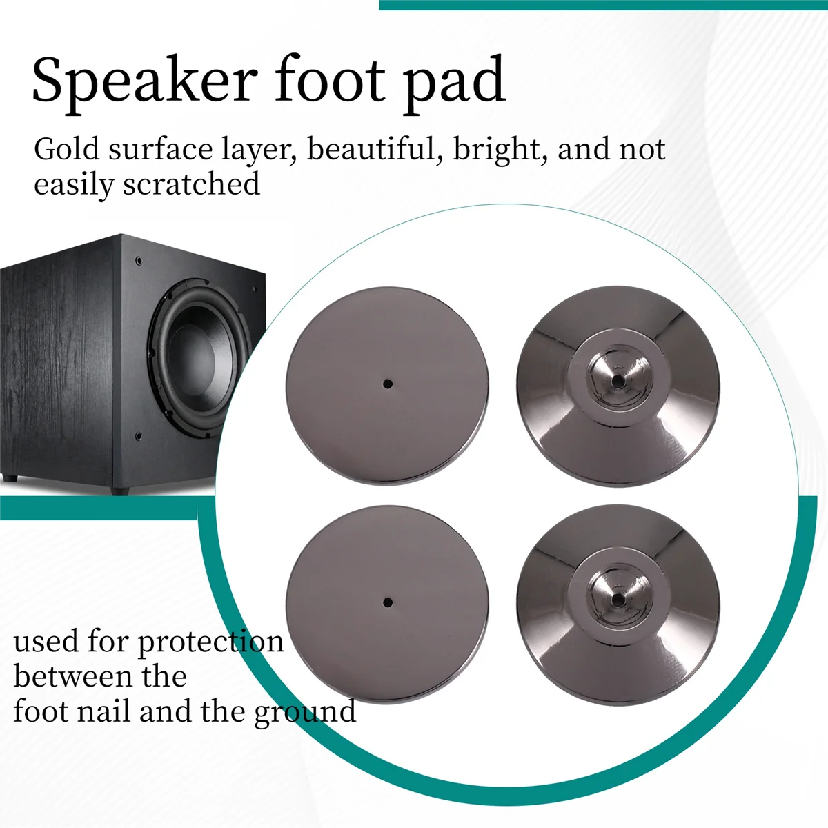 4 Pcs Speaker Pure Copper Spikes Pads HiFi Speaker Box Isolation Floor Stand Feet Cone Base Shoes Pad (Black)