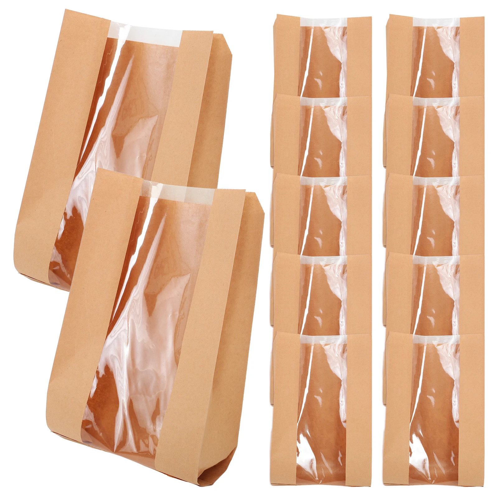 

50 Pcs Kraft Paper Bread Bag Large Size Food Packaging Oil Proof Sandwich Bakery Holders Snack Bags Kitchen Use
