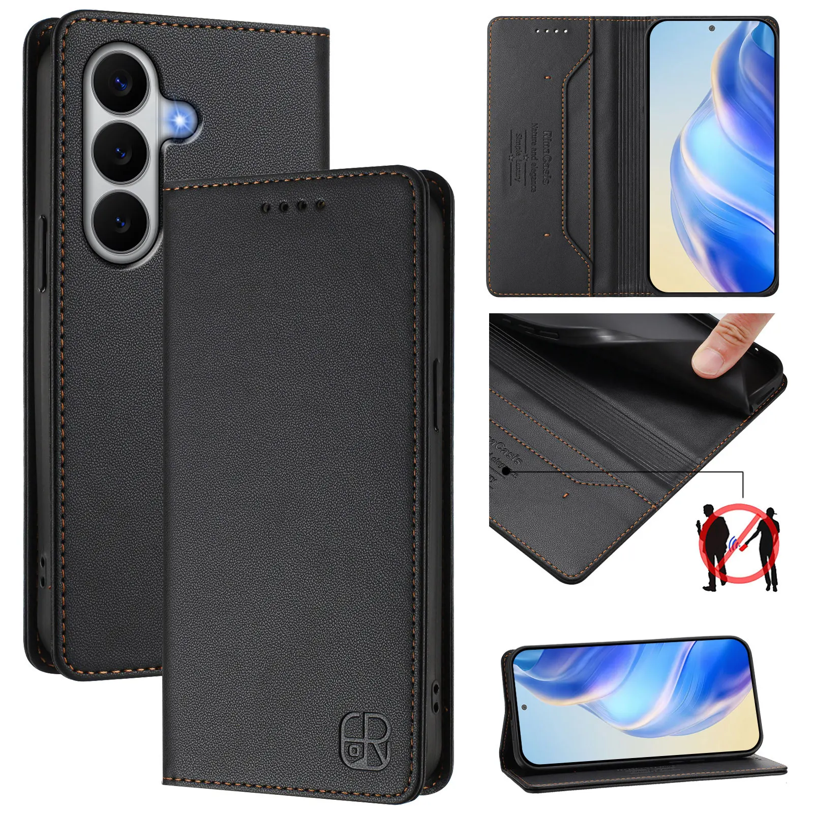 Luxury Anti-thef Wallet Flip Cover Phone Case on For Samsung Galaxy A18 A08 A57 A37 A27 A17 A07 Leather Case Solid color Coque