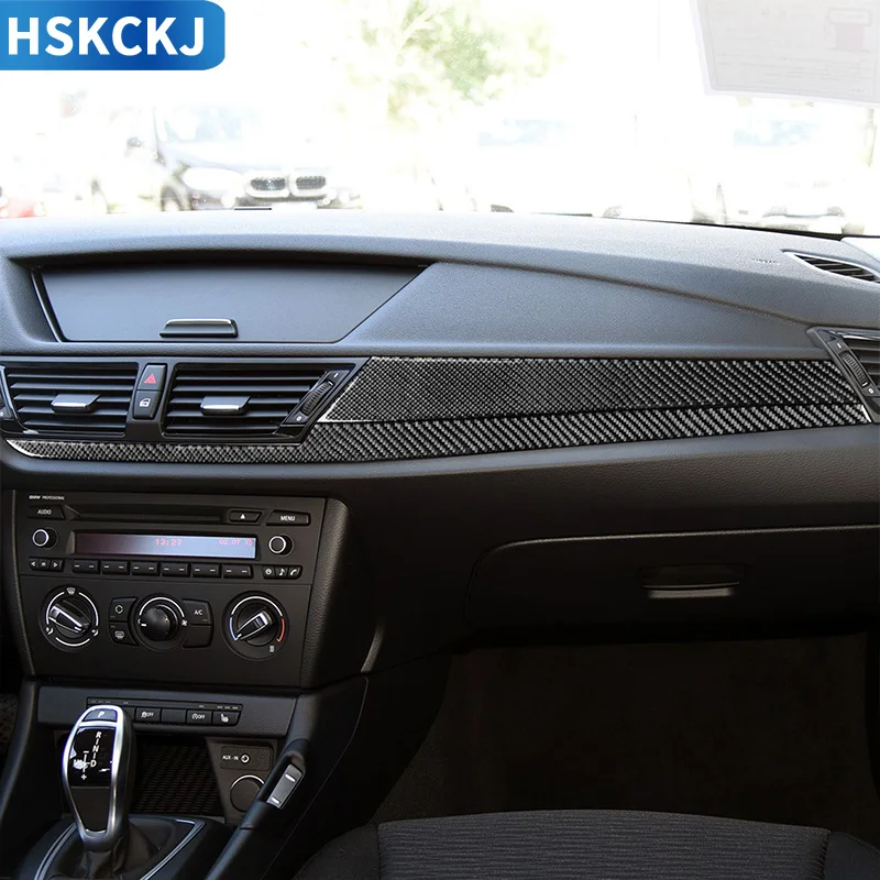 For BMW X1 E84 2013-2015 Carbon Fiber Car Accessories Interior Center Control Copilot Dashboard Trim Panel Cover Decoration