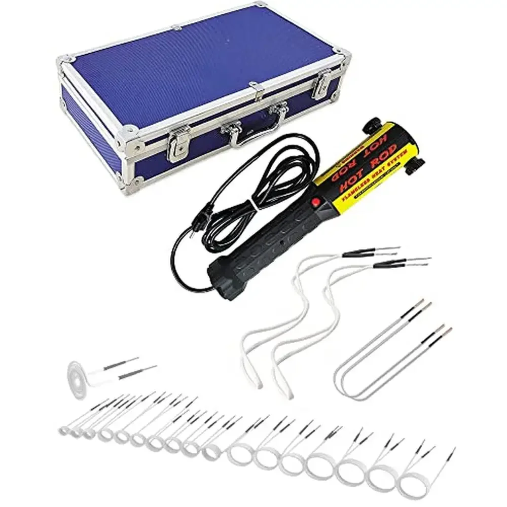 22Pcs Induction Heater Coil Kit Aluminum Alloy Blue Tool Box LED Illumination Fast Heating No Open Flame Cooling System High