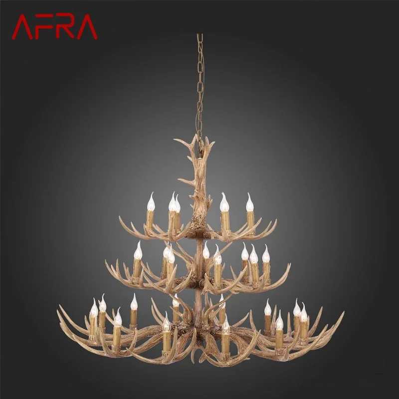 

AFRA American Retro Deer Antlers Chandelier Hotel Lobby Cafe Shop Clothing Exhibition Hall Villa Clubh Homestay Pendant light