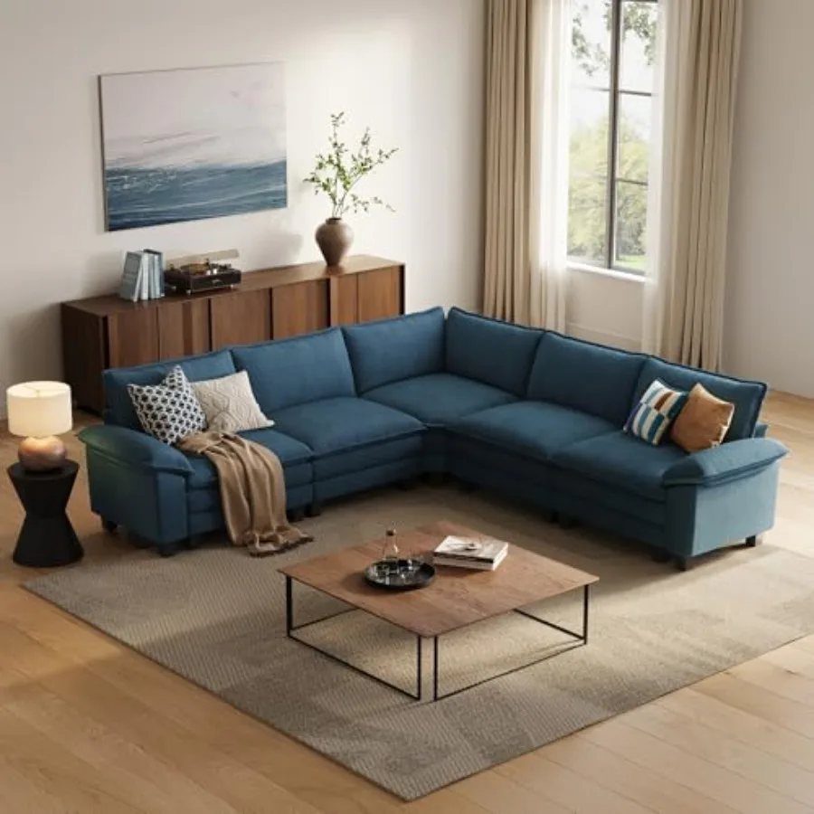

Modular Sectional Sofa, 5-Seat Corduroy Modern Cloud Couch with Deep Seat, Perfect for Living Room, Office, Bedroom