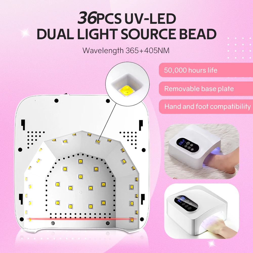 مصباح تجفيف الأظافر اللاسلكي ، 36 مصباح LED ، الأشعة فوق البنفسجية ، جل ، قابل لإعادة الشحن ، لاسلكي ، علاج طلاء سريع ، أدوات مانيكير ، 72 واط