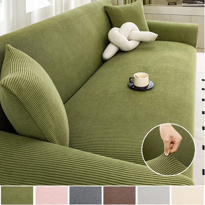 Corduroy All Inclusive Anti Cat Scratch Sofa Protective Cover Adjustable Stretch Slipcovers Corner Couch Covers 1/2/3/4 Seater