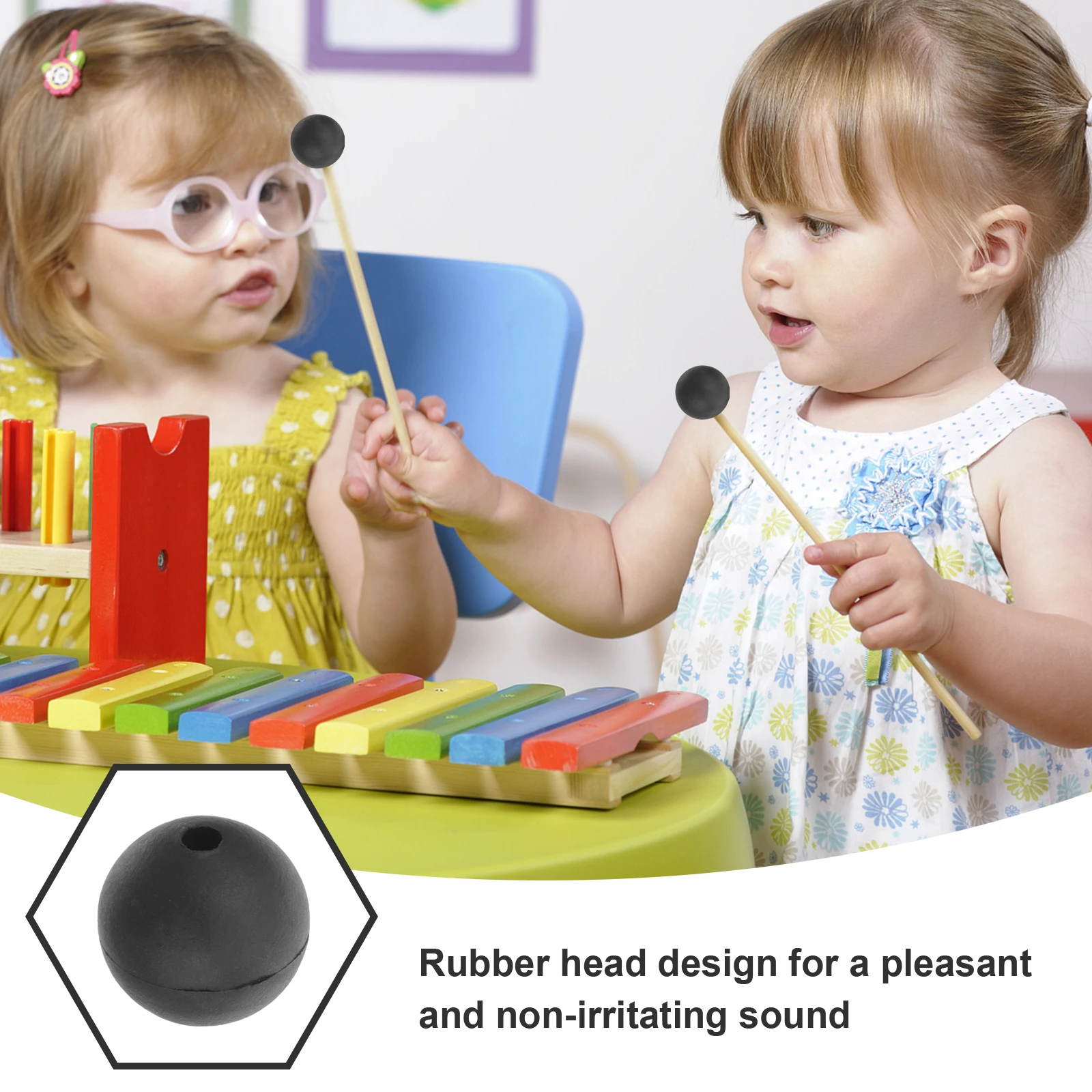 

10Pcs Children Percussion Mallet Heads Rubber Drum Mallet Head for Instrument Tongue Drum Marimba Xylophone Performance