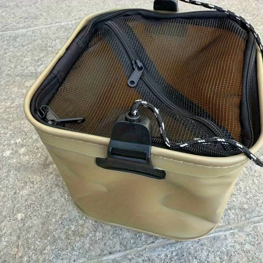 1 صيد السمك بسعة 8 لتر، دلو خارجي محمول باليد من مادة EVA، صندوق سمك قابل للطي، مناسب لتخزين طُعم حي