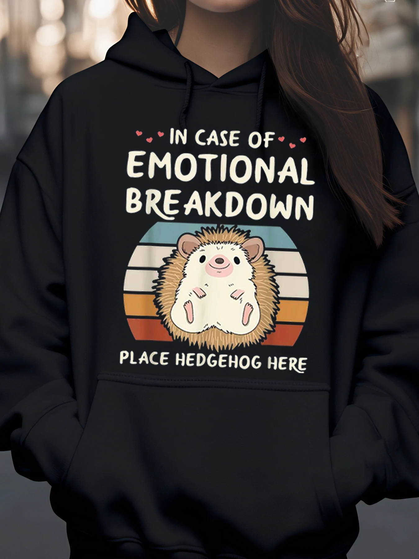 القنفذ في حالة الانهيار العاطفي طباعة هوديي للارتداء غير الرسمي للنساء والفتيات