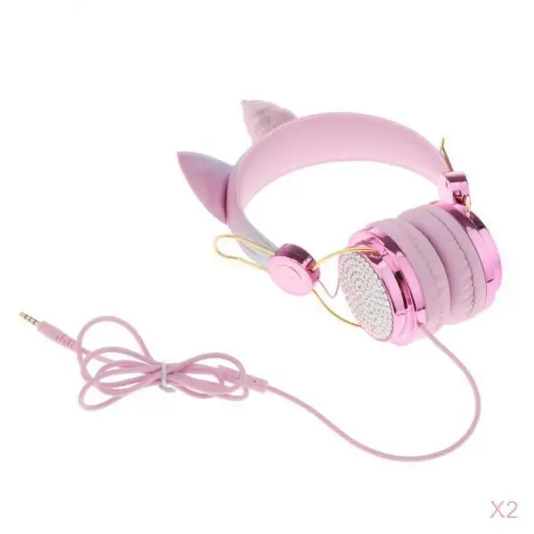 2x-rhinestones-glitter-kids-wired-headphone-for-girls-children