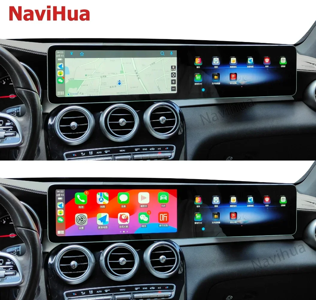 

NaviHua 12.3 Inch Dual Touch Screen New Design For Mercedes Benz C GLC Class W205 X253 2015 2018 Auto Radio Carplay Upgrade 128G