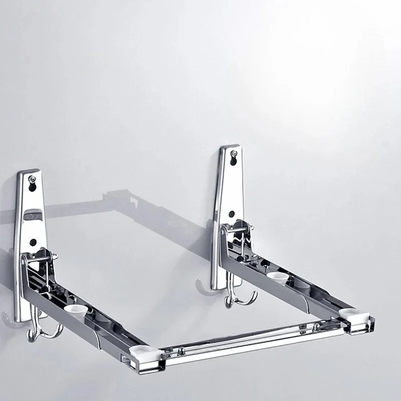 Stainless Steel Microwave Oven Rack Foldable Oven Shelf Retractable Kitchen Accessories Storage Rack Wall-Mounted Oven Rack