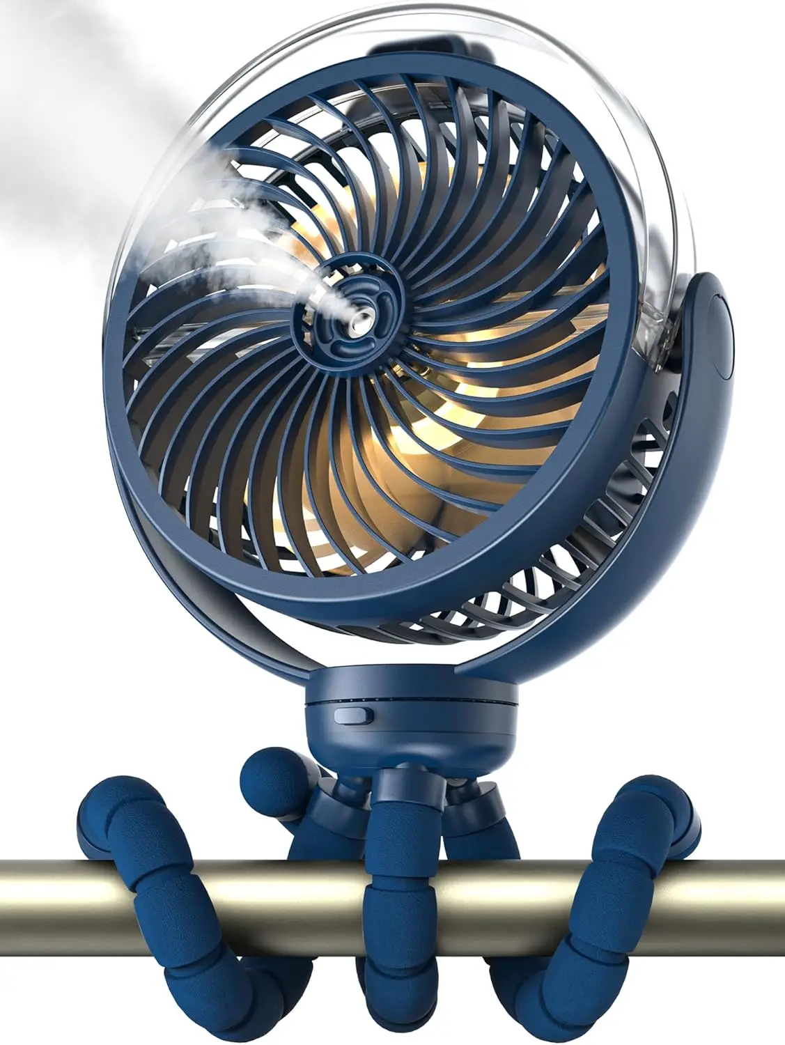 

Portable Misting Fan with Light 360 Degree Rotation Flexible Tripod for Baby Stroller Office Travel Outdoor Use