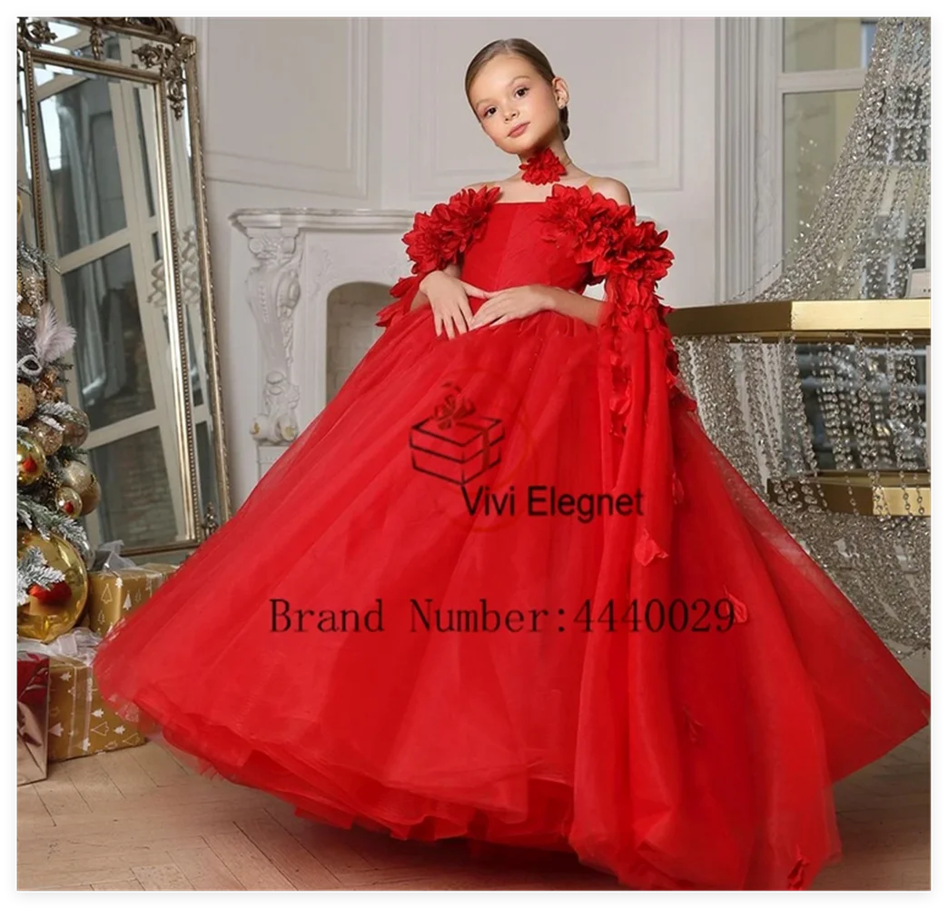 

Fluffy Layered Single Shoulder Sequin Flower Girl Dress Wedding Cute Flower Child Communion Party Dress