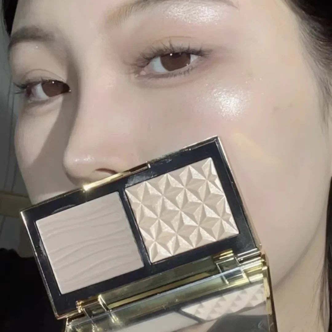 2 cores fosco contorno iluminador paleta de maquiagem natural estereoscópico pó facial bronzer paleta sombreamento nariz sombra cosméticos