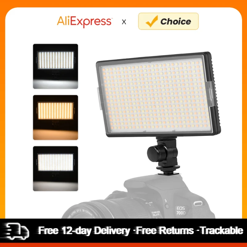 LED-416 LED Video Light Professional On-Camera Photography Light Panel 416PCS Bright Light Beads Bi-Color Temperature 3200-5600K