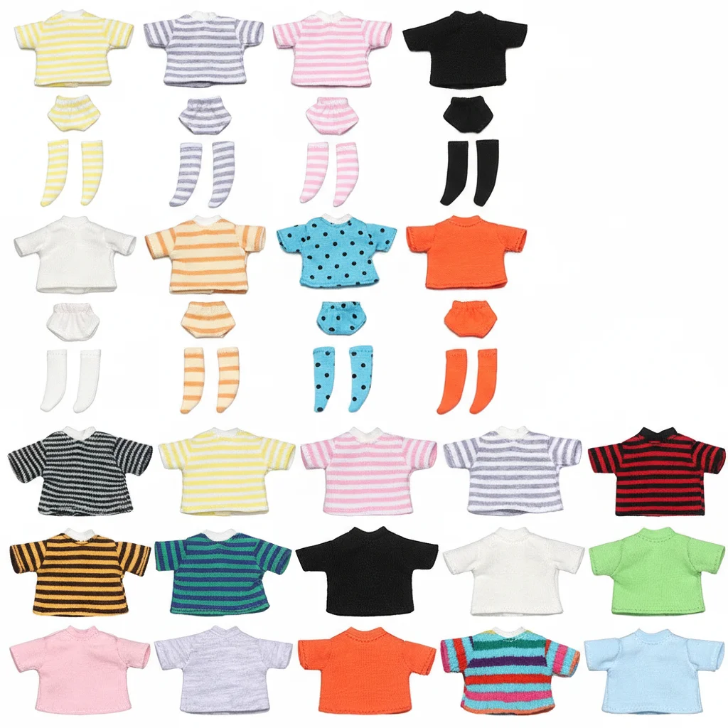 OB11 lalka t-shirt 1/11 lalka majtki lalka bawełniane skarpety DIY do lalek ubrania garnitury szorty topy w paski akcesoria dzianinowa bluza