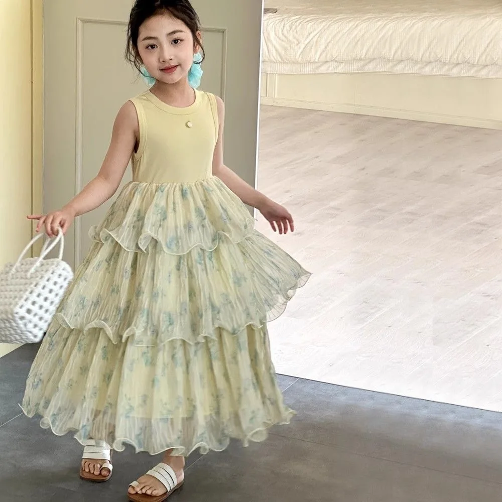 

Girls' Dress Summer Dress 2026 New Children's Clothing Children's Summer Dress Stylish Girls Princess Floral Cake Skirt