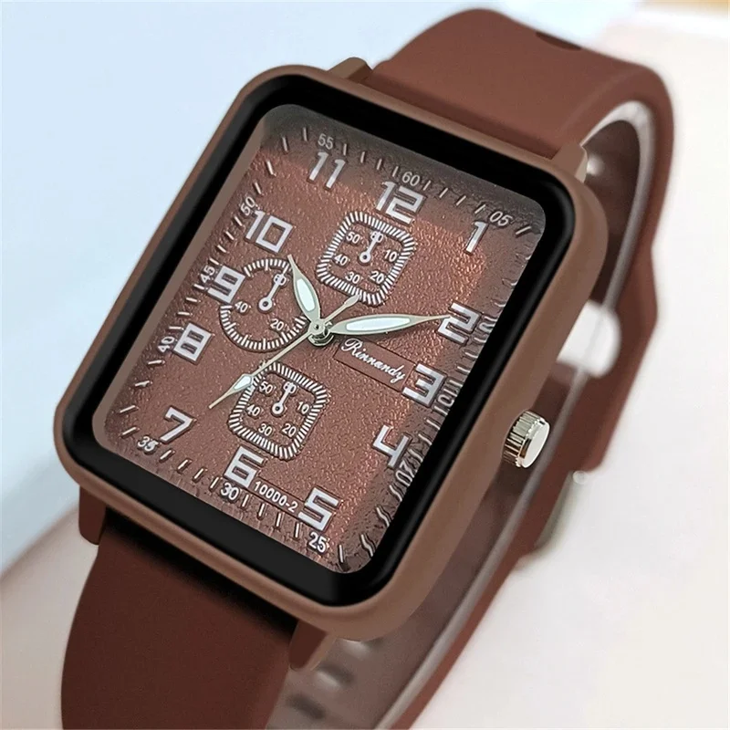 New Fashion Women's Watch Sporty Square Women's Silicone Watch Strap Fashionable Gift Wristwatch Jelly-colored Student Watches