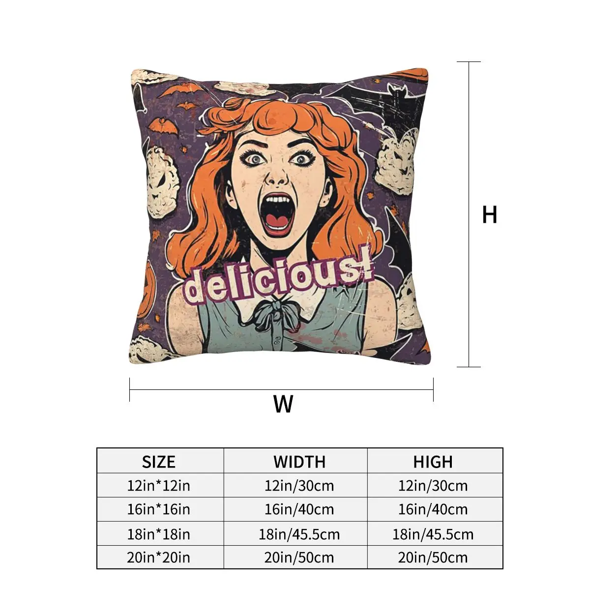 Rice Balls Is Delicious! Halloween Girl Version Square Pillowcase Cushion Cover Pillow Case Throw Pillow Cover Home Bedroom Car