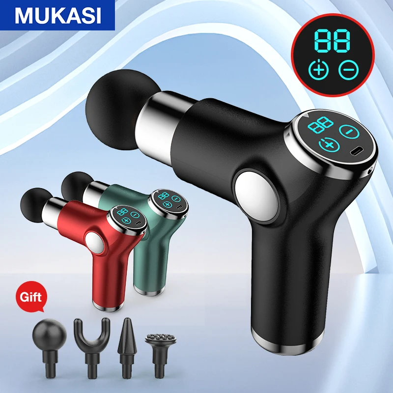 

MUKASI Professional Massage Gun LCD Display Deep Muscle Massager Pain Relief Body Relaxation Fascial Gun Fitness