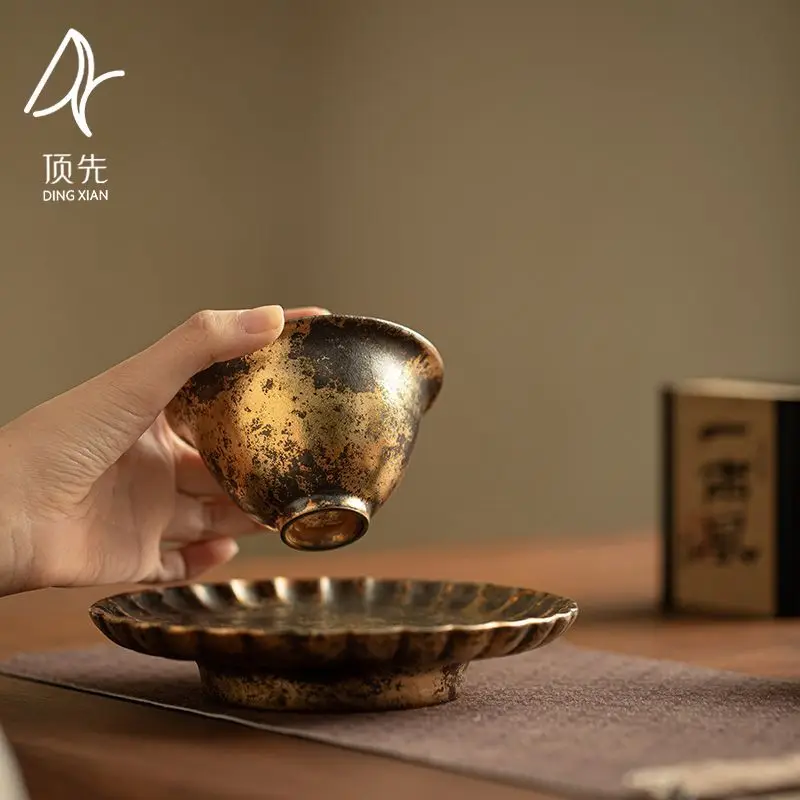 

Zhino Gold-Plated Qinghe Ercai Gaiwan Household Ceramic Bowl High-End Chinese Maker Kung Fu Tea Set Single Pot