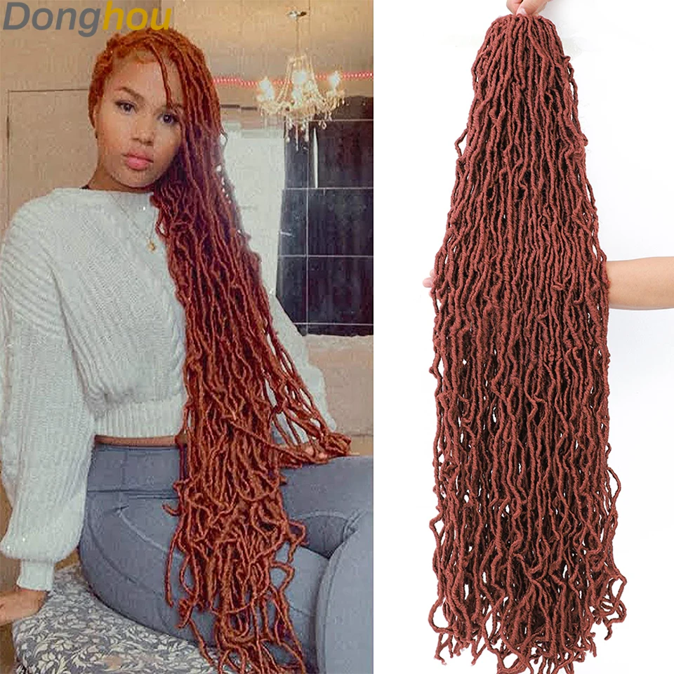 Faux Locs Crochet Hair 18 24 36 pollici Faux Locks Crochet trecce Cheveux capelli ricci sintetici Soft Locs Meche Pour Crochet Braid