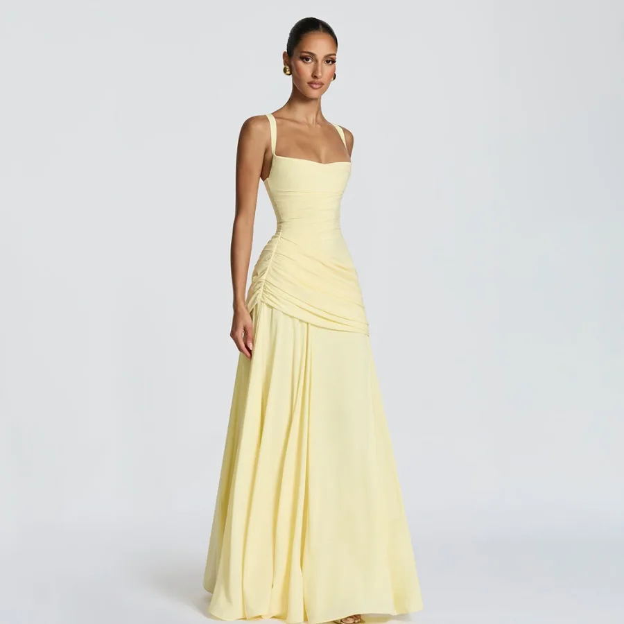 Elegant Backless Fish Tail Suspender Dress