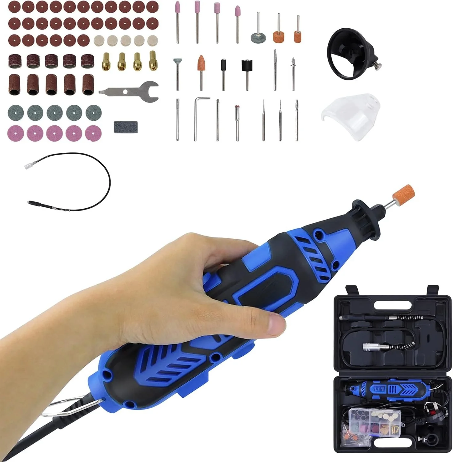 300W Power Electric Rotary Tool With 80pc Accessories Mini Rotary Multi-Tool Kit,6Variable Speed Electric Grinder Set