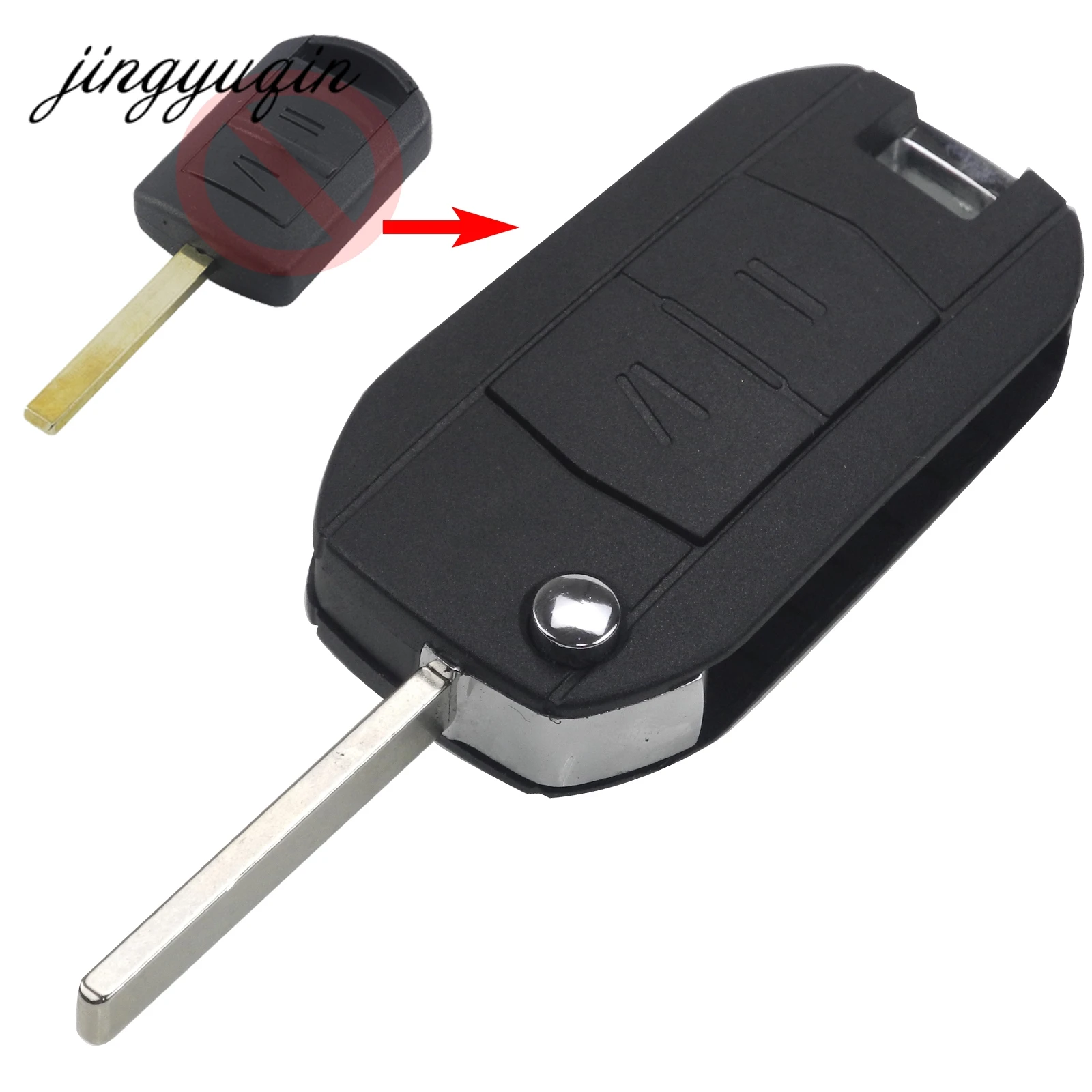 

jingyuqin 10pcs/lot Modified Folding Flip Remote car Key Shell 2 Buttons For Vauxhall Opel Corsa Agila Meriva Combo Car Key Case