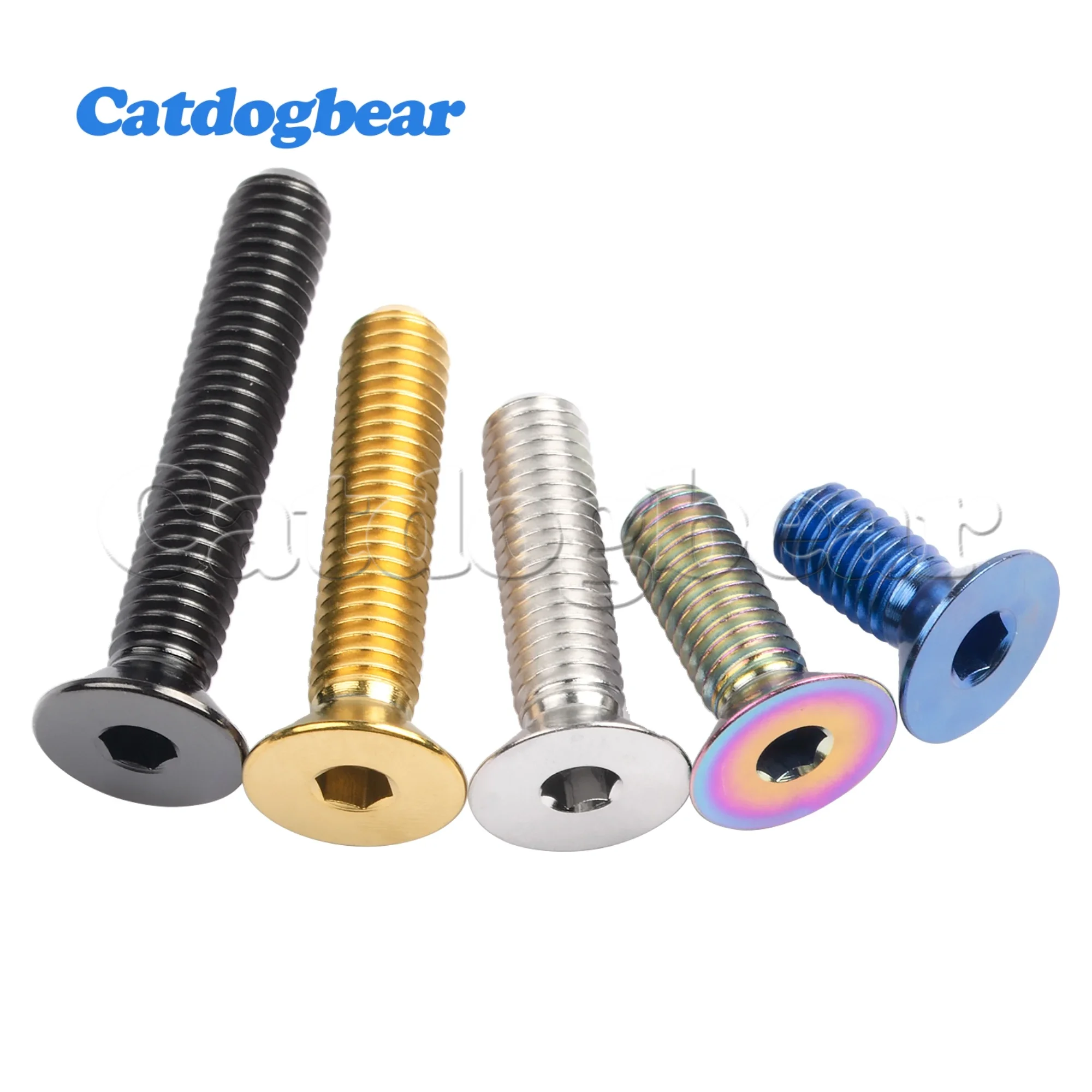 Catdogbear Titanium Alloy M5 Countersunk Head Bolt Socket Head Cap Screw For Bicycle 6mm 8mm 10mm 12mm 15mm 20mm