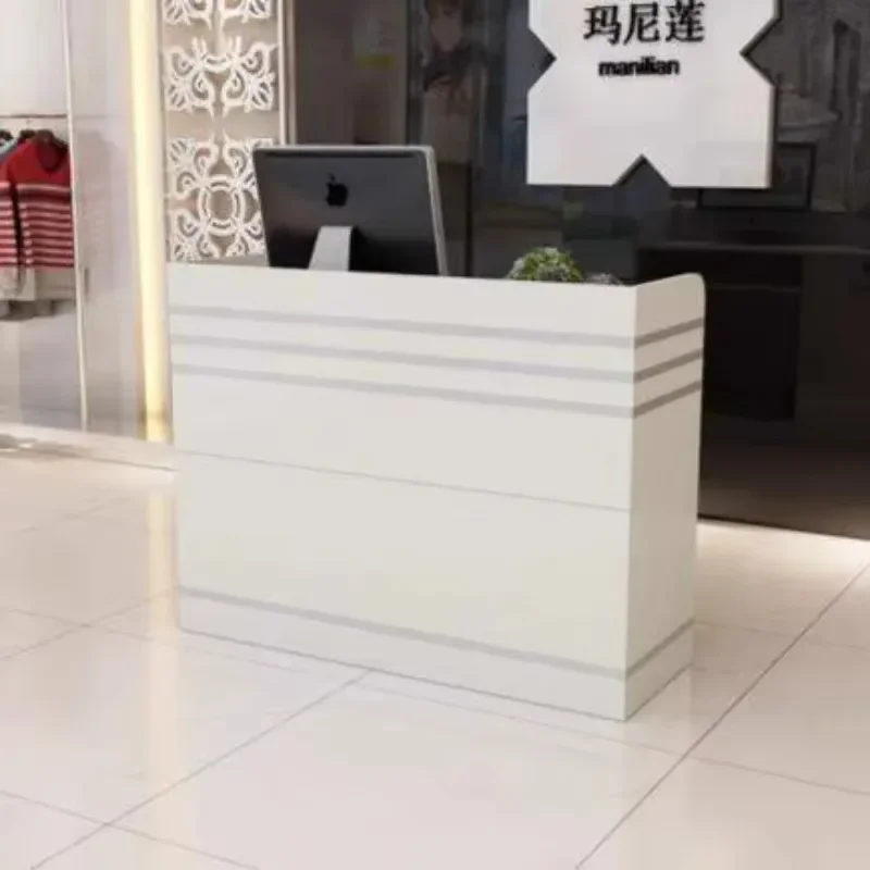 

White Stylish Reception Desks Luxury Salon Lectern Small Reception Desks Office Beauty Mostrador Negocio Commercial Furniture