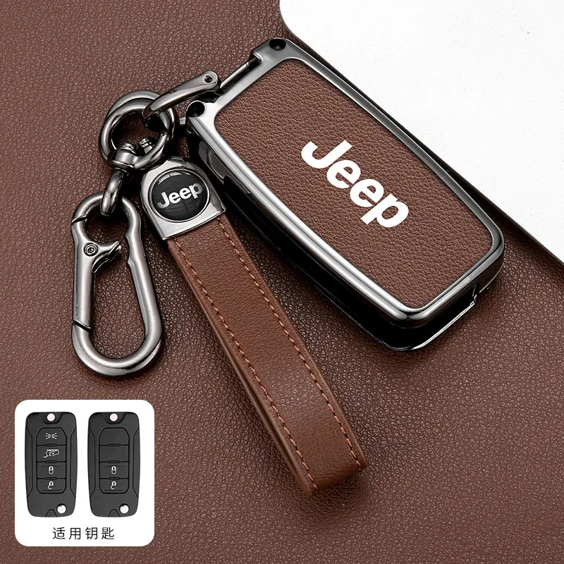 Metal Car Flip Key Case Cover Shell Fob For Jeep Renegade Compass 2016 2019 4 Buttons Folding Keyless Protector Bag Accessories