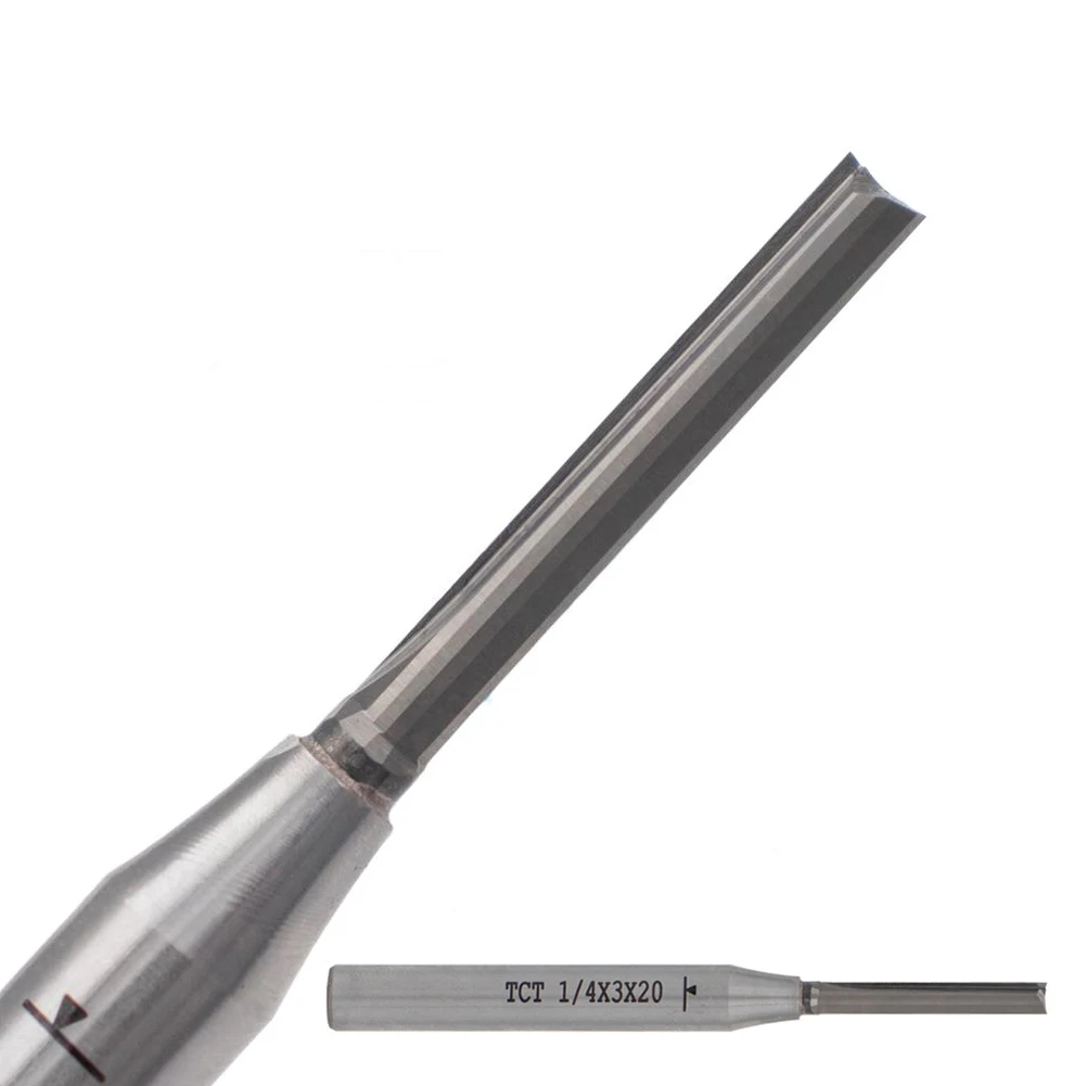 Fraise droite revêtue de carbure TCT de 3 mm pour une grande vitesse ​ ​ Coupe-bordure découpé, poignée de 6,35 mm, outil de travail du bois CNC