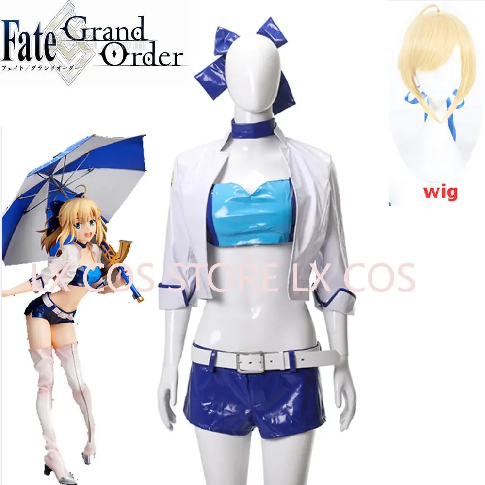 Fate Stay Night Grand Order Sabre Type Moon Racing Костюм Хэллоуин Карнавальный Косплей Костюм Женская Куртка Из Искусственной Кожи Пальто Шорты