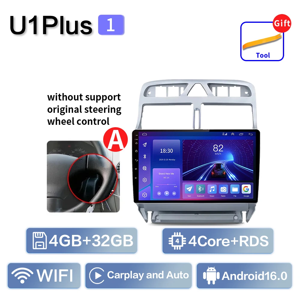 Carplay Voor Peugeot 307 SW 307CC 307SW 2002 2003 2004 2005 2006 2007-2013 Multimedia Autoradio Speler WIFI + 4G BT DSP