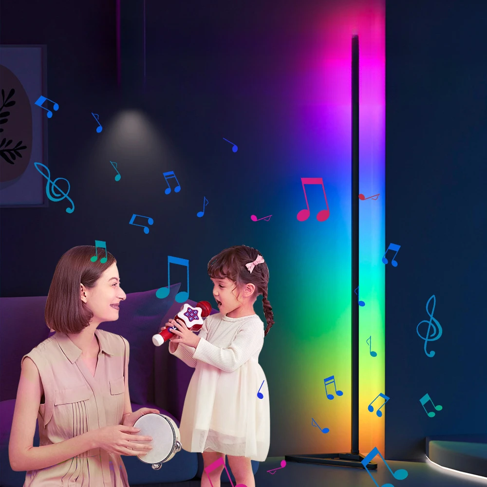 RGB Floor Lamp Magic Lights Bedroom Living Three Sections of Splicing Minimalist Corner Live Room Decor Atmosphere LED Lights